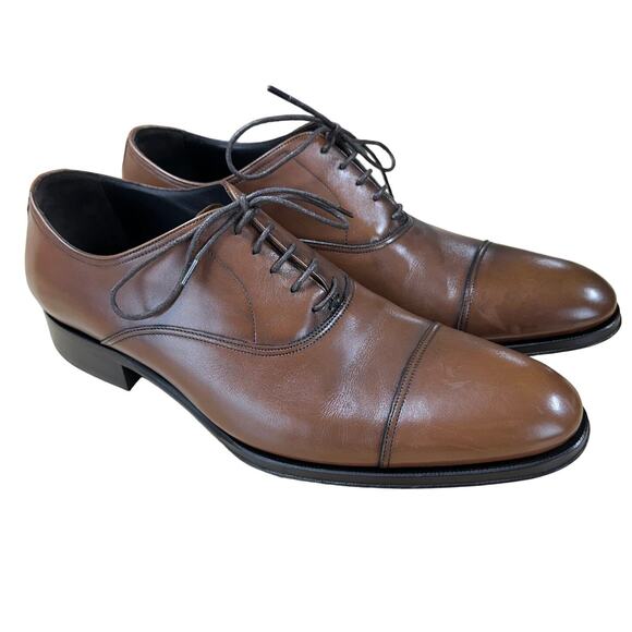 To Boot New York Brandon II Cognac Calf Cap Toe Men's Oxford Size 9 EUC - Picture 1 of 10